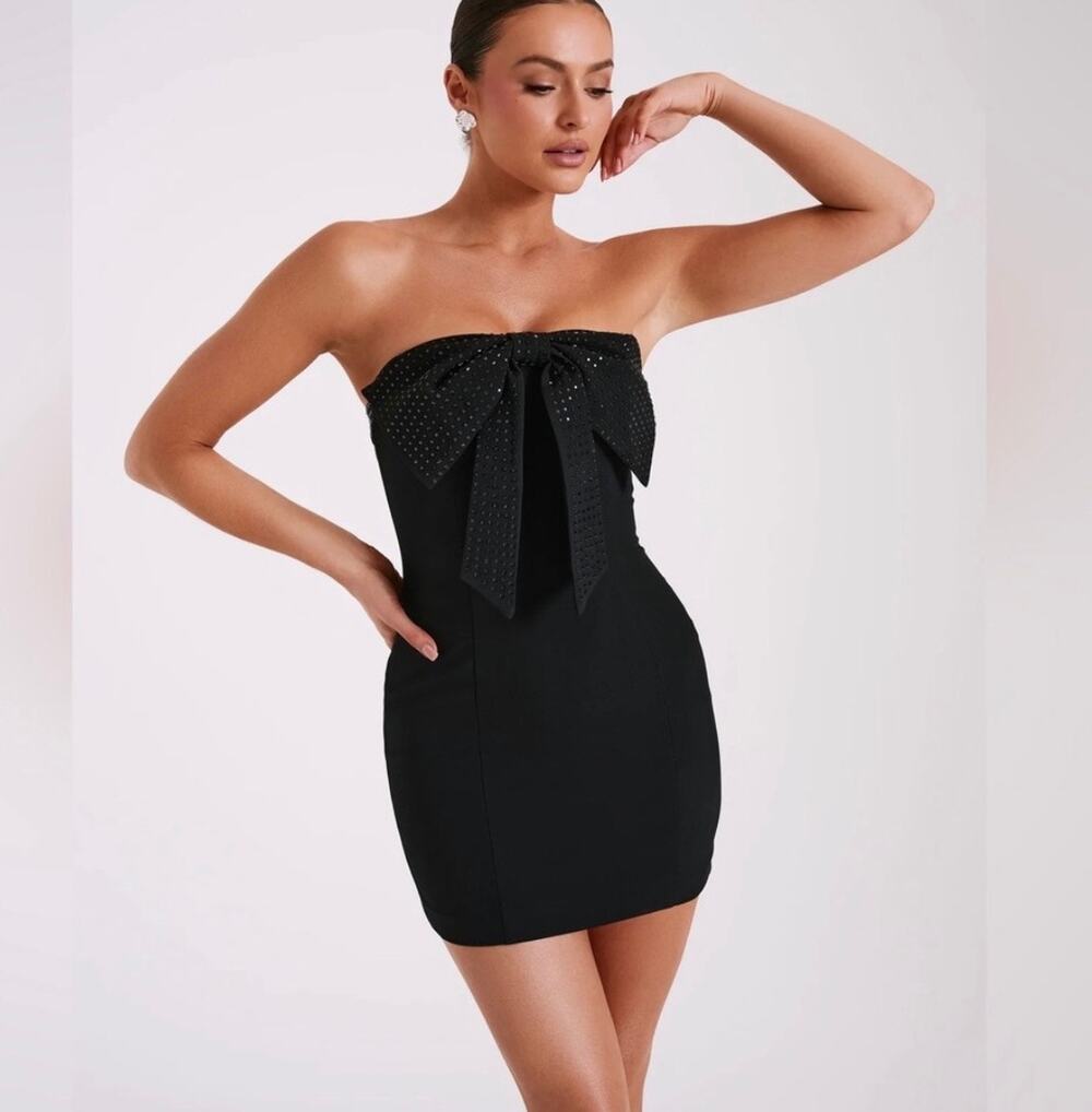 Meshki Embellished Bow Strapless Dress